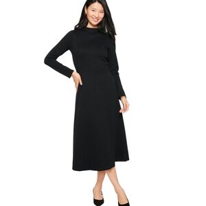 Talbots Black Modest Textured Knit Midi Length Dress Size 12